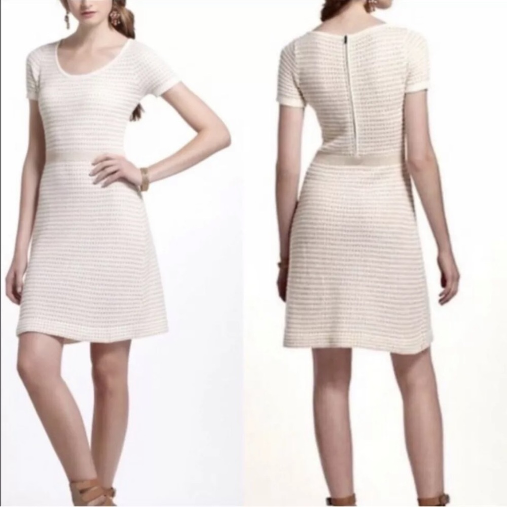 Sparrow for Anthropologie cream and gold dress